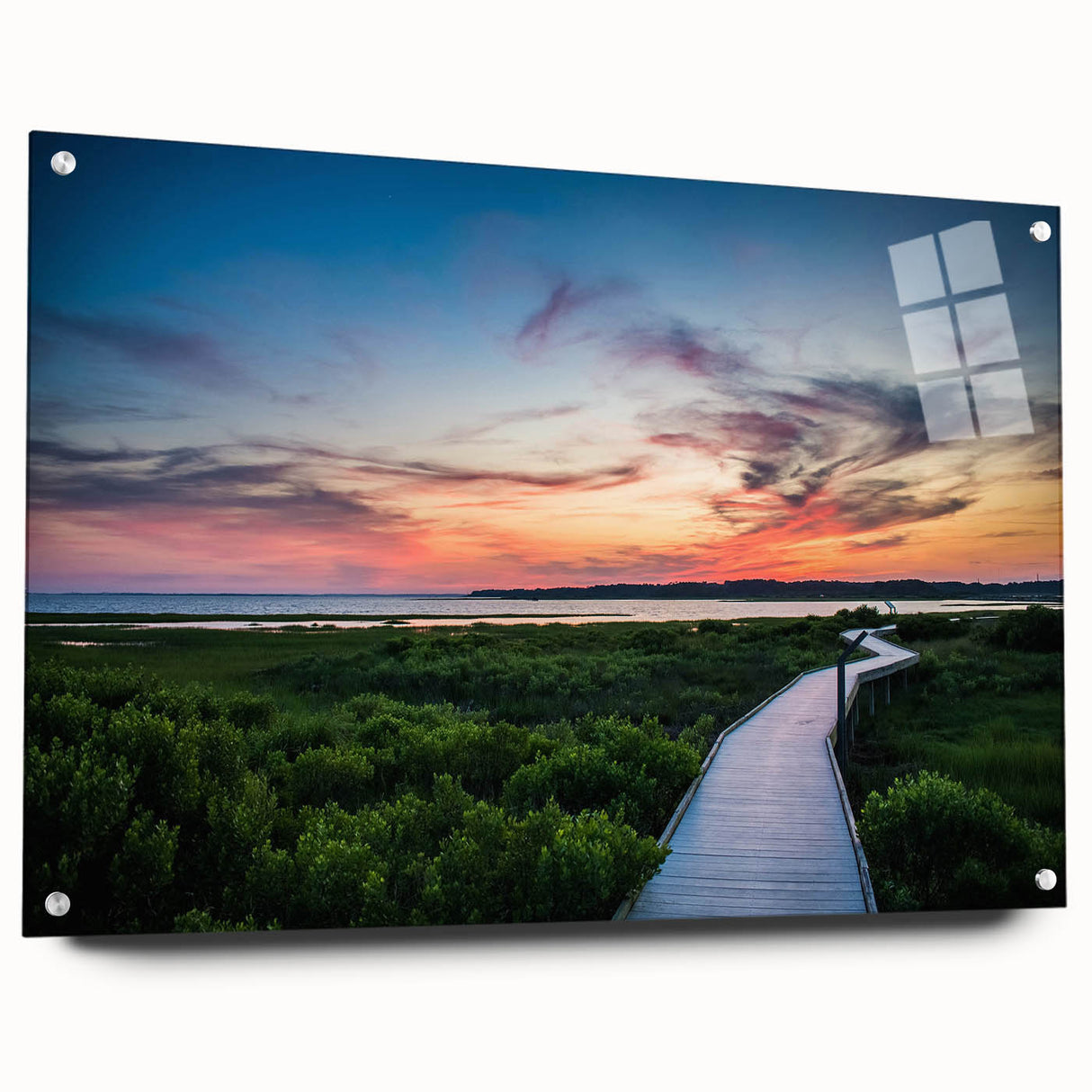 Large abstract wall art of Virginia scenery on acrylic glass, featuring muted earth tones.