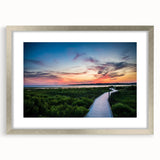 Textured abstract art print depicting Virginia scenery in silver frame, using soft gray and blue tones.