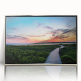 Mid-century modernist art depicting Virginia scenery in muted earth tones on a framed acrylic panel.