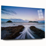 Large abstract wall art of Olympic scenery in muted earth tones on acrylic glass, suitable for bedroom or dining room decor.