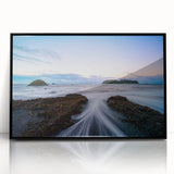 Large abstract wall art depicting the Olympic landscape in Washington, rendered in muted earth tones on a framed acrylic.