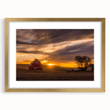 Extra large abstract art print of Palouse, Washington, in textured style with gold frame, ideal for living room decor.