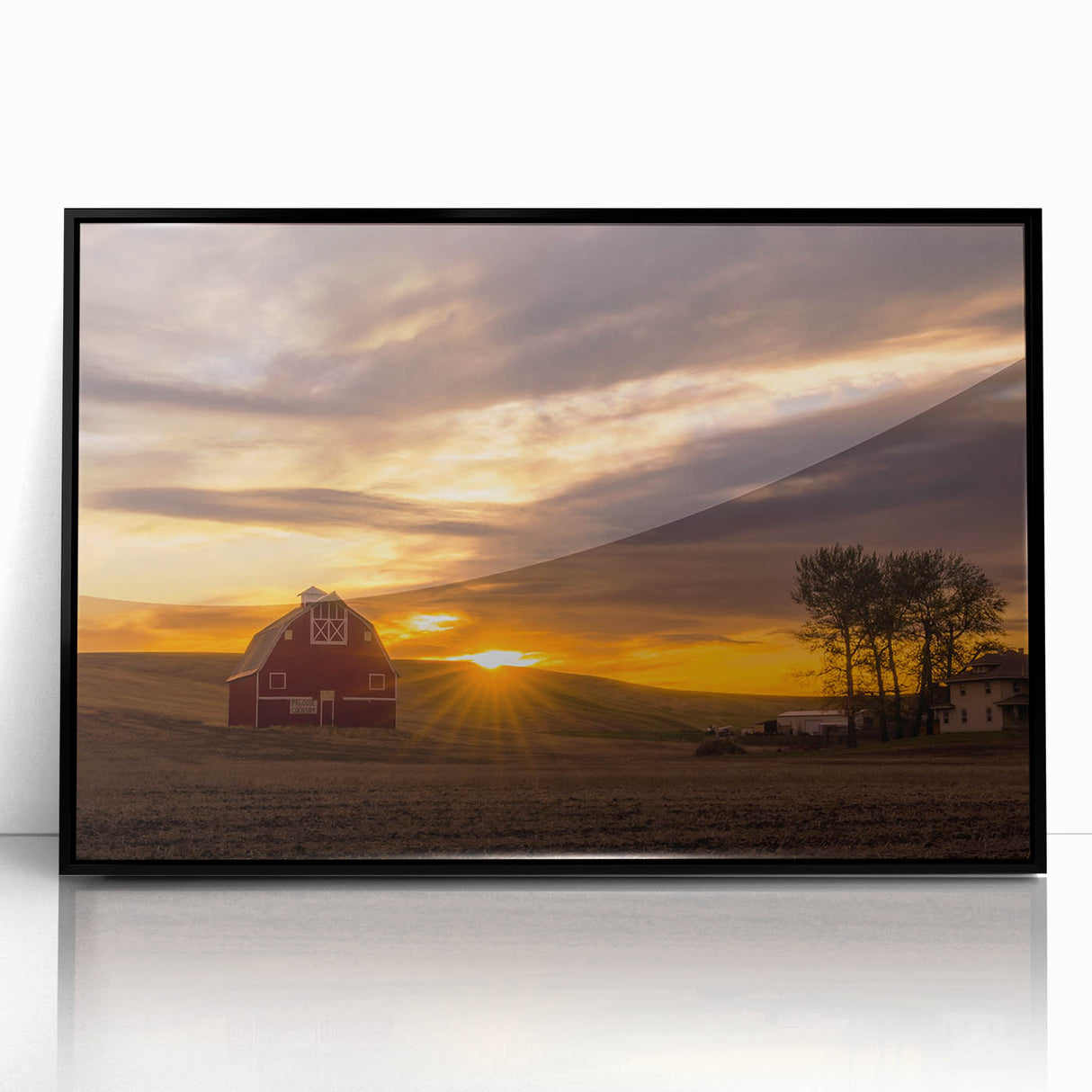 Large abstract wall art depicting Palouse, Washington, in muted earth tones on a framed acrylic.