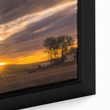 Black wall art featuring a textured, colorful depiction of the Palouse landscape on a large framed canvas.