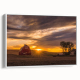 Vintage poster art of Palouse, Washington, featuring colorful rolling hills on a large framed canvas.