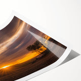 Extra large wall art featuring line art flowers over a scenic view of Palouse, Washington, printed on rolled canvas.