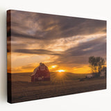 Landscape of Palouse, Washington on a stretched canvas, featuring green rolling hills under a cloudy sky.