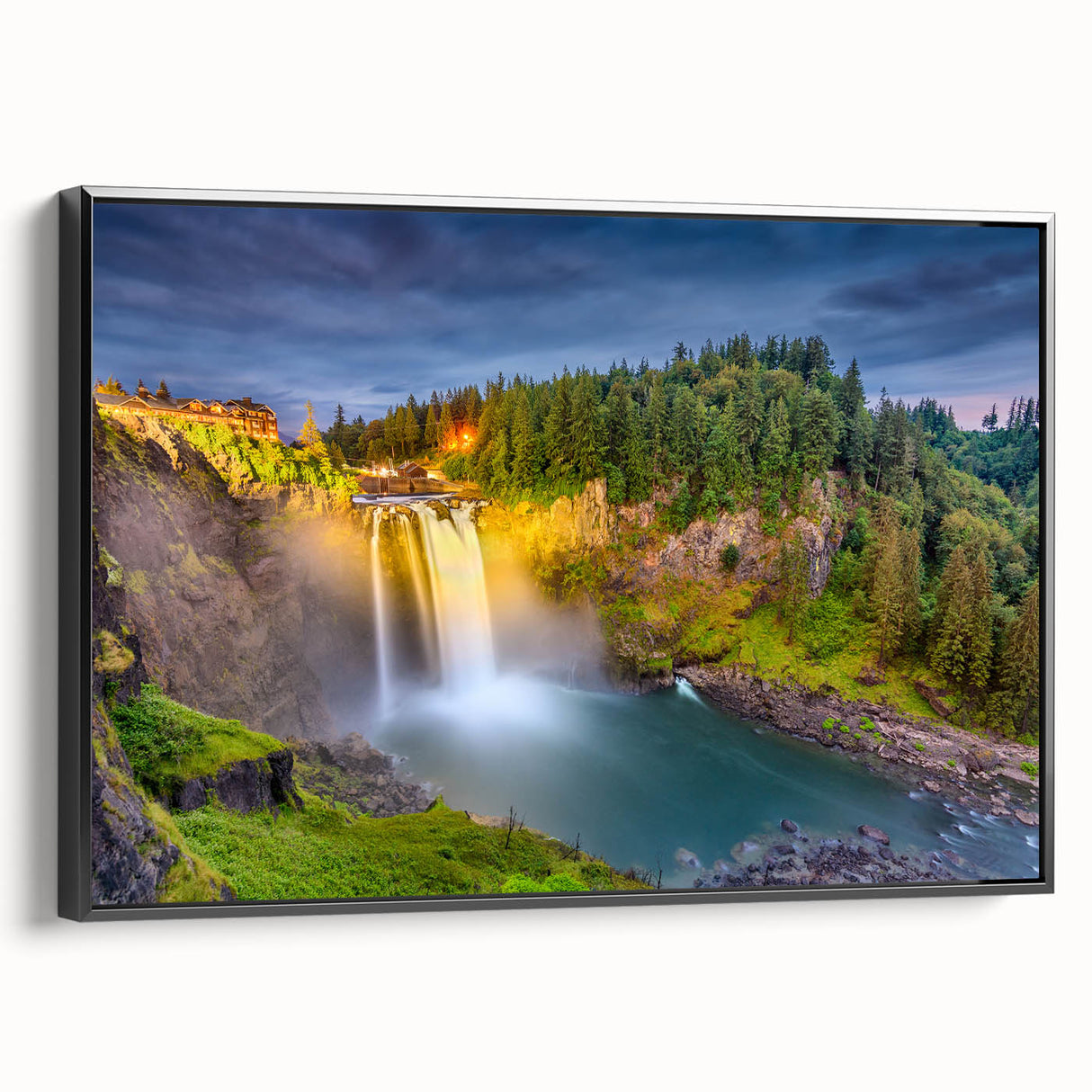 Black and white framed canvas of Seattle skyline, ideal for bedroom wall art.
