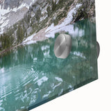 Acrylic print of the Grand Tetons with vibrant green and blue tones.