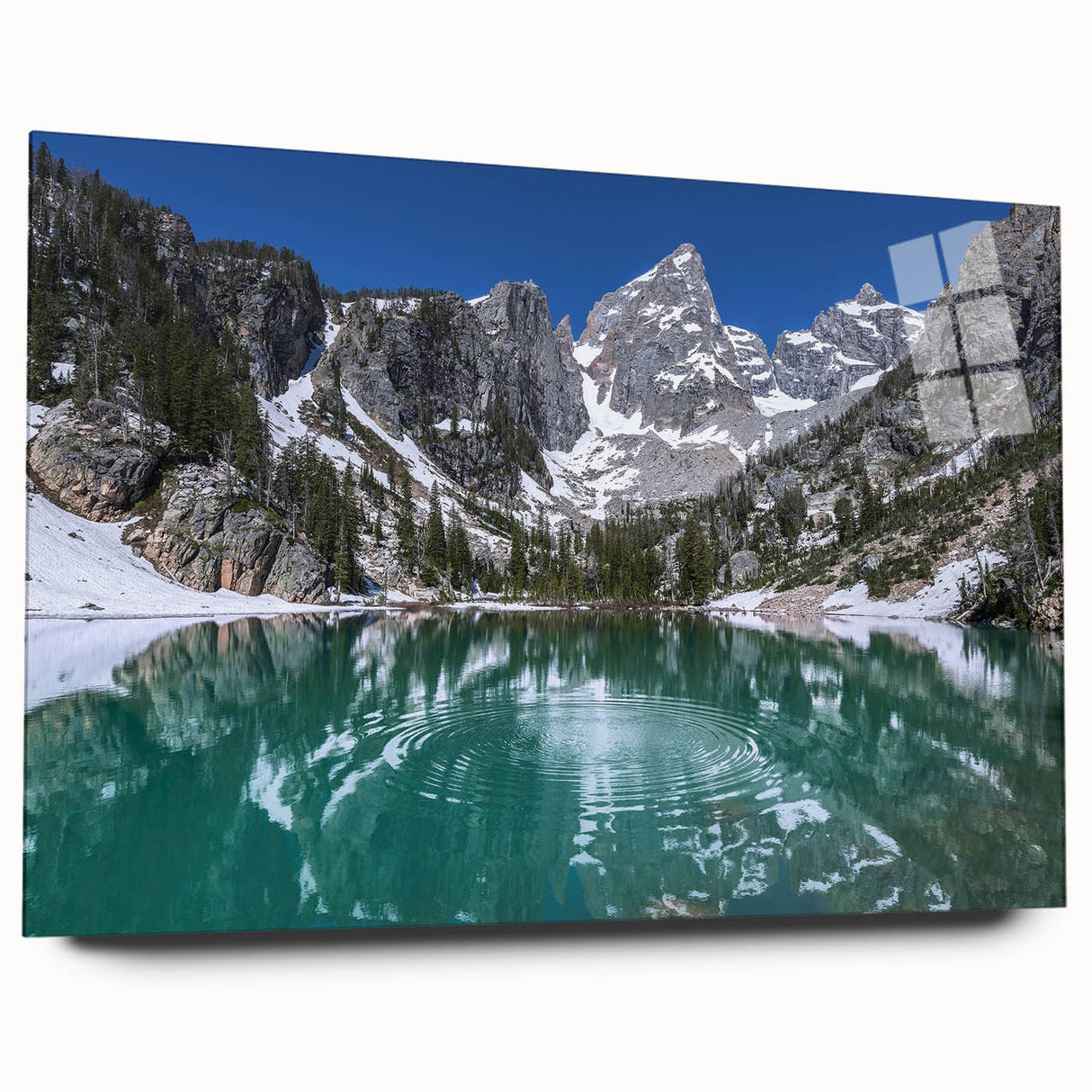 Acrylic print of the Grand Tetons in muted earth tones, ideal for bedroom or dining room art.