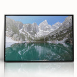 Large abstract wall art depicting the Grand Tetons in muted earth tones on a framed acrylic.