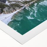 Art deco poster of the Grand Tetons in muted earth tones on rolled canvas, suitable for dining room decor.