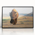 Large abstract wall art depicting Yellowstone scenery in muted earth tones on a framed acrylic.