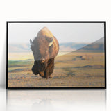 Large abstract wall art depicting Yellowstone scenery in muted earth tones on a framed acrylic.