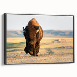 Black and white framed canvas of Yellowstone landscape, featuring muted tones, ideal for bedroom wall art.