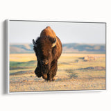 Vintage poster art of Yellowstone scenery on a white framed canvas, featuring vibrant natural colors.