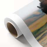 Art deco poster of Yellowstone scenery in muted earth tones on rolled canvas, suitable for nursery wall art or dining room.