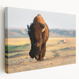 Yellowstone National Park scenic landscape on stretched canvas, featuring earthy green and brown tones.