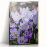 Large art print of a mid-century modernist spring scene in pastel shades on acrylic, ideal for nursery wall art.