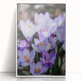 Art deco poster depicting a stylized spring scene in pastel shades, framed in white acrylic, suitable for nursery wall art.