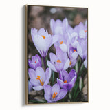 Framed canvas depicting a vintage-style landscape with spring motifs in muted gold and black tones.