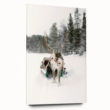 Large abstract wall art on acrylic glass depicting a winter scene in blue and white tones.