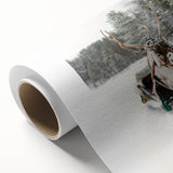 Art deco poster depicting a serene winter landscape in cool blue tones, ideal for nursery wall art.