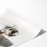 Extra large wall art featuring line art flowers in monochrome, printed on rolled canvas.