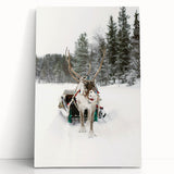 Winter-themed black and white stretched canvas wall art featuring a snowy landscape, suitable for kitchen or bedroom decor.