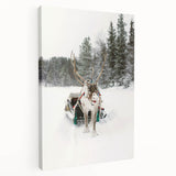 Winter scene with muted blue and white tones on a large stretched canvas, suitable for kitchen wall art.