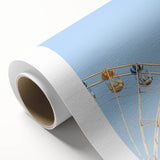 Art deco poster featuring a summer scene on rolled canvas, with pastel shades, ideal for nursery wall decor.