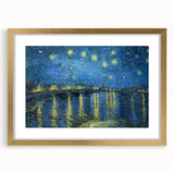 Extra large abstract art print with textured strokes in blue and orange, framed in gold, ideal for living room decor.