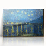 Large art print of a Van Gogh-inspired scene in vibrant colors on a gold-framed acrylic, ideal for modern art wall decor.