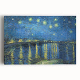 Black and white print of Van Gogh's 'Starry Night' on a large stretched canvas, suitable for kitchen art.