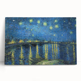 Large black and white stretched canvas depicting Van Gogh's Starry Night, ideal for kitchen wall art or bedroom ambiance.