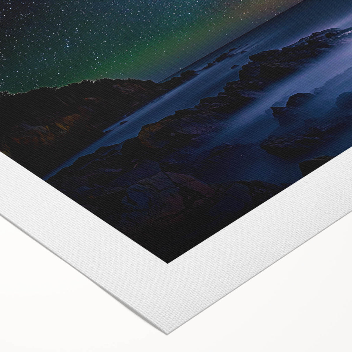Stunning rolled canvas artwork showcasing a vibrant landscape of majestic cliffs under a bright blue sky, perfect for home decor with a natural theme.