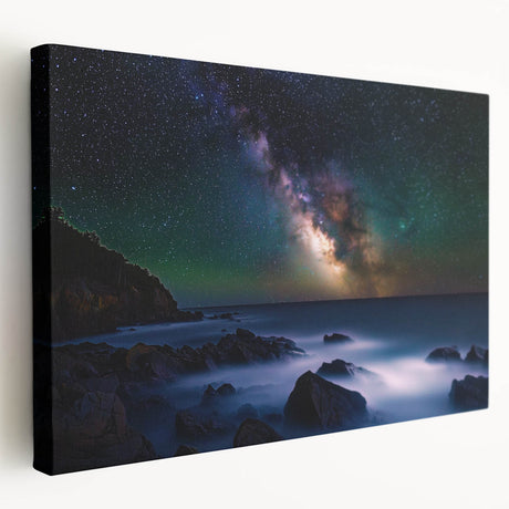 Stretched canvas depicting a breathtaking side view of dramatic cliffs against a vibrant sunset sky, perfect for enhancing modern home decor with natural beauty.