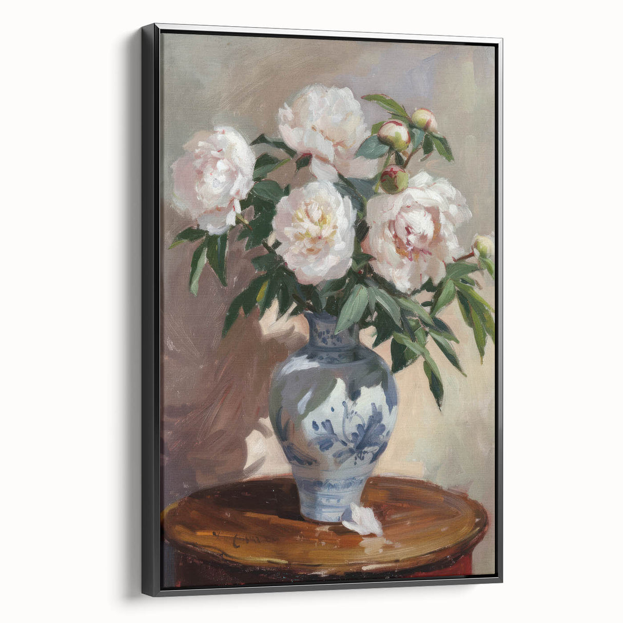 Peony Vase Living Room Wall Art – Modern Floral Canvas Print