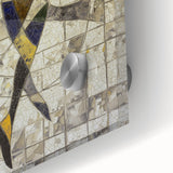 Close-up of an abstract figurative acrylic artwork on glass, showcasing vibrant colors and intricate details that highlight the fluidity and movement of the design. Perfect for modern decor.