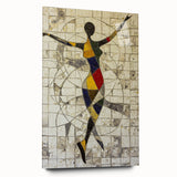 Abstract figurative acrylic artwork displayed in a side view, showcasing vibrant colors and intricate patterns on glass, perfect for modern home decor.