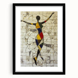 Abstract black-framed artwork with a figurative design and matting, showcasing a modern aesthetic suitable for contemporary home decor in a front view display.