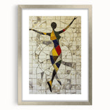 Abstract figurative frame with a silver mat, showcasing an elegant front view. Ideal for modern decor, enhancing living spaces with a stylish touch.