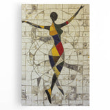 Abstract figurative stretched canvas art showcasing vibrant colors and dynamic shapes, perfect for modern home decor. Ideal as a focal point in contemporary spaces.
