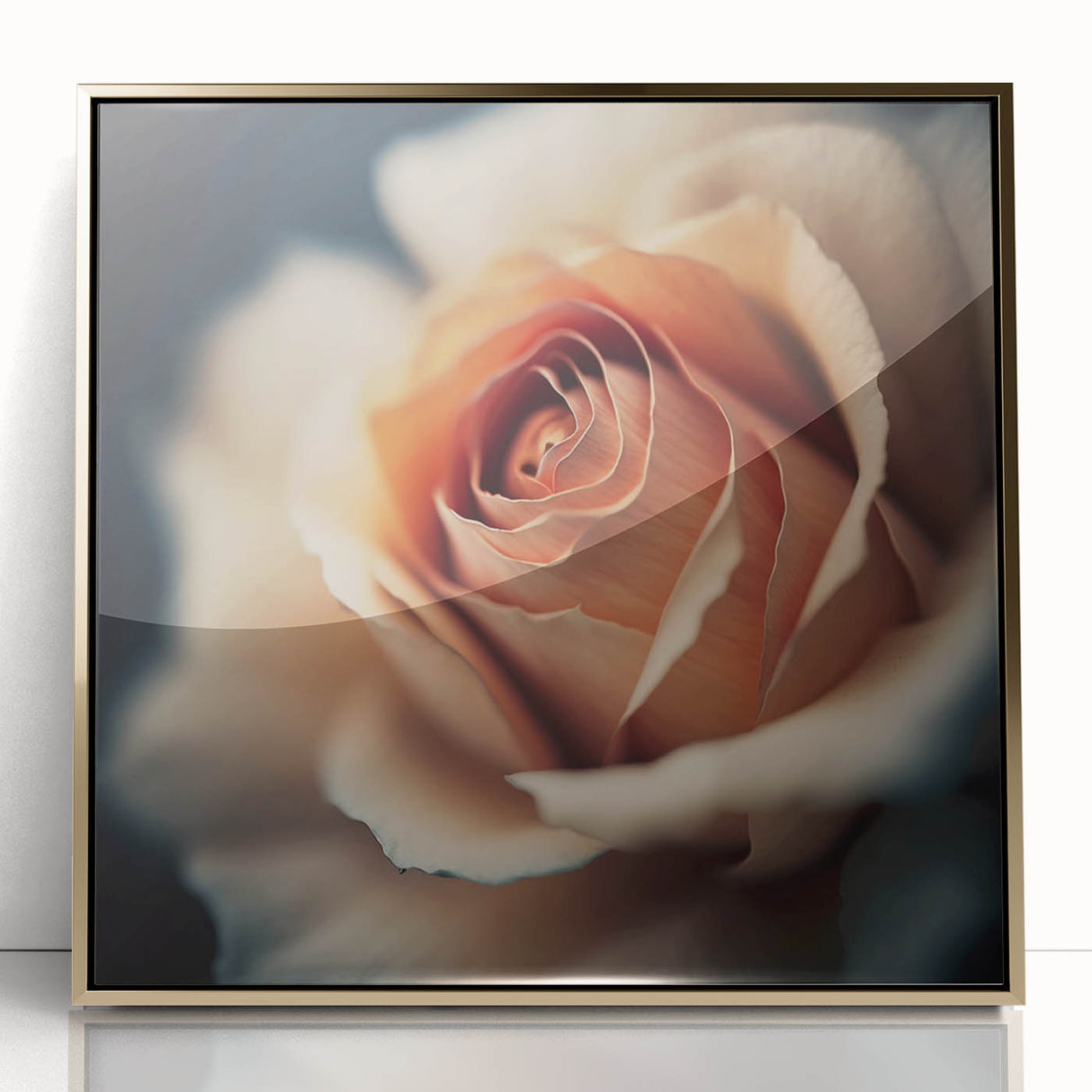 Framed abstract floral wall art featuring vibrant colors and a gold-acrylic finish, perfect for modern home decor, adding elegance to any living space.