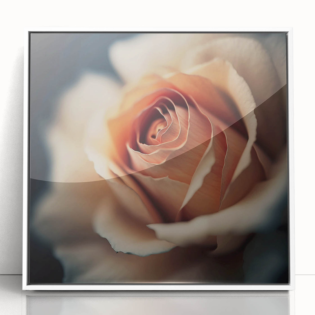 Framed abstract floral wall art in white acrylic, showcasing vibrant colors and intricate designs, ideal for modern home decor. Perfect for adding elegance and style to any space.