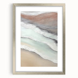 Abstract landscape wall art framed with a silver mat, showcasing vibrant colors and intricate details, perfect for modern home decor and artistic interior design.
