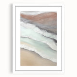 Abstract landscape wall art in a white frame with a mat, showcasing vibrant colors and flowing shapes, ideal for modern home decor and artistic interiors.