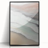 Framed abstract landscape wall art in black frame, showcasing vibrant colors and fluid shapes, perfect for modern home decor. Ideal for elevating living spaces.