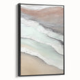 Framed black abstract landscape wall art on canvas, showcasing a modern design with fluid lines and earthy tones, perfect for contemporary home decor.