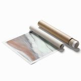 Abstract landscape wall art print showcasing vibrant colors and dynamic shapes, rolled and packaged securely in a durable tube for easy display and transport.